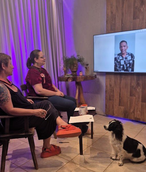 Márcia Pêla, Bruna Porto, Léo Mota e Jade durante a gravação do programa Autonomia Feminina