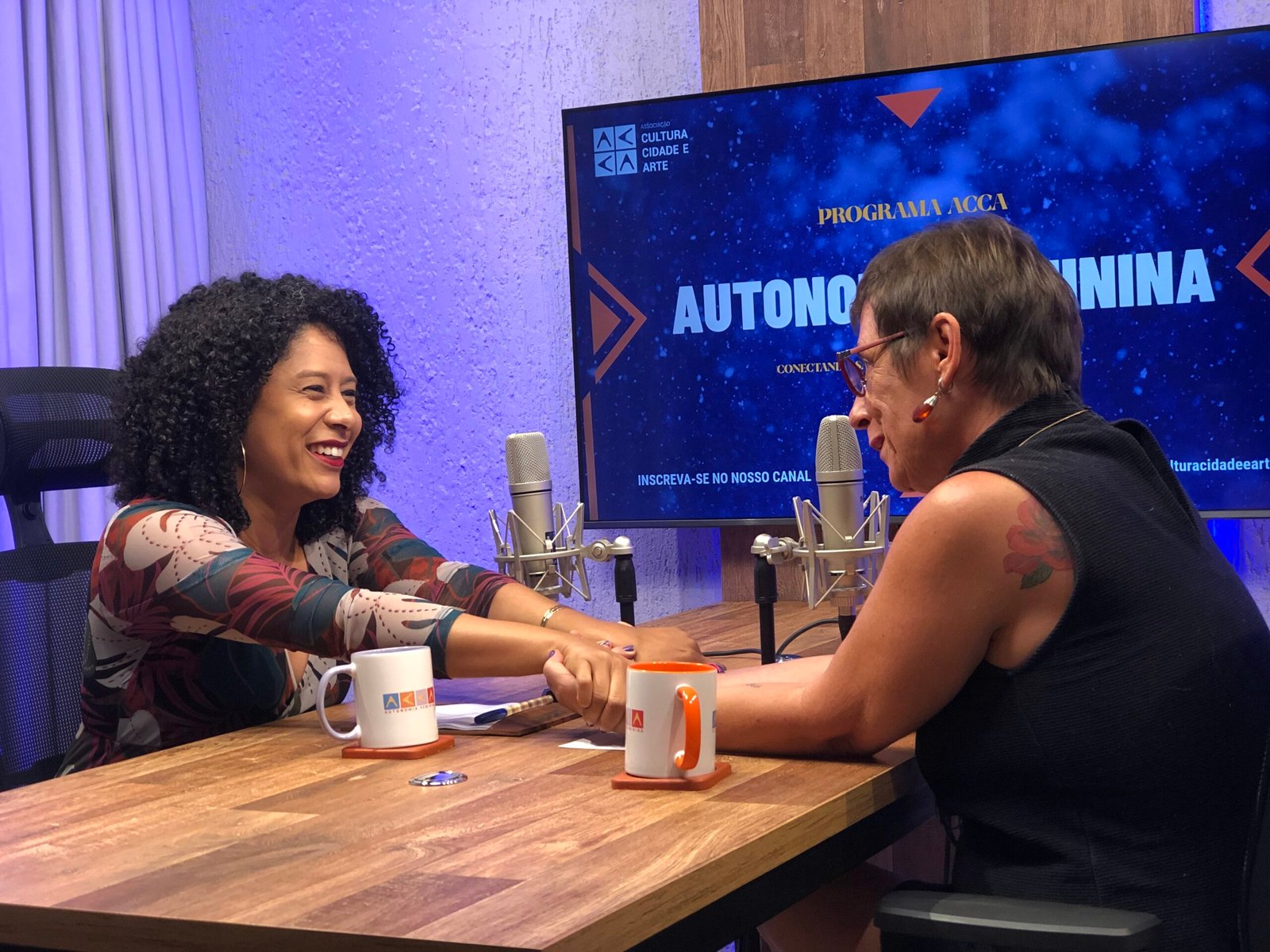 Jordânia Bispo e Márcia Pelá durante gravação