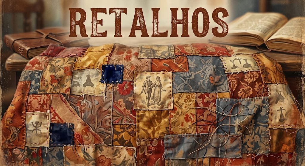 Colcha de retalhos com a palavra RETALHOS